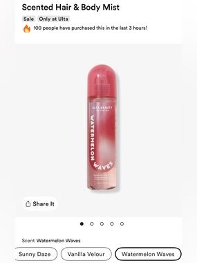 Ulta Beauty Watermelon Waves Hair & Body Mist - Pink